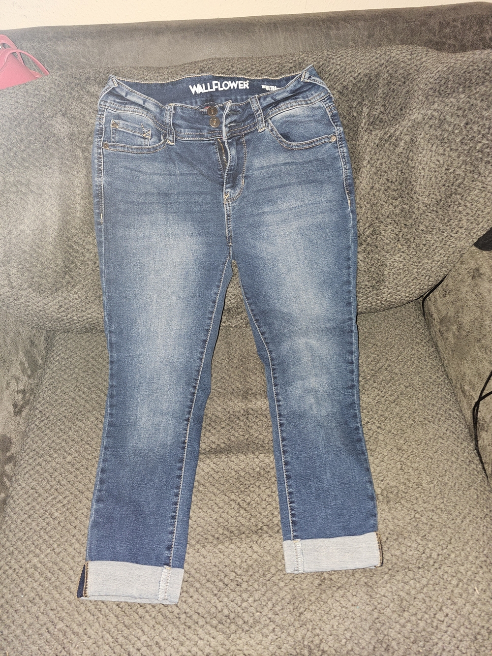 Wallflower Dark Blue Cuffed Skinny Ankle Jeans
